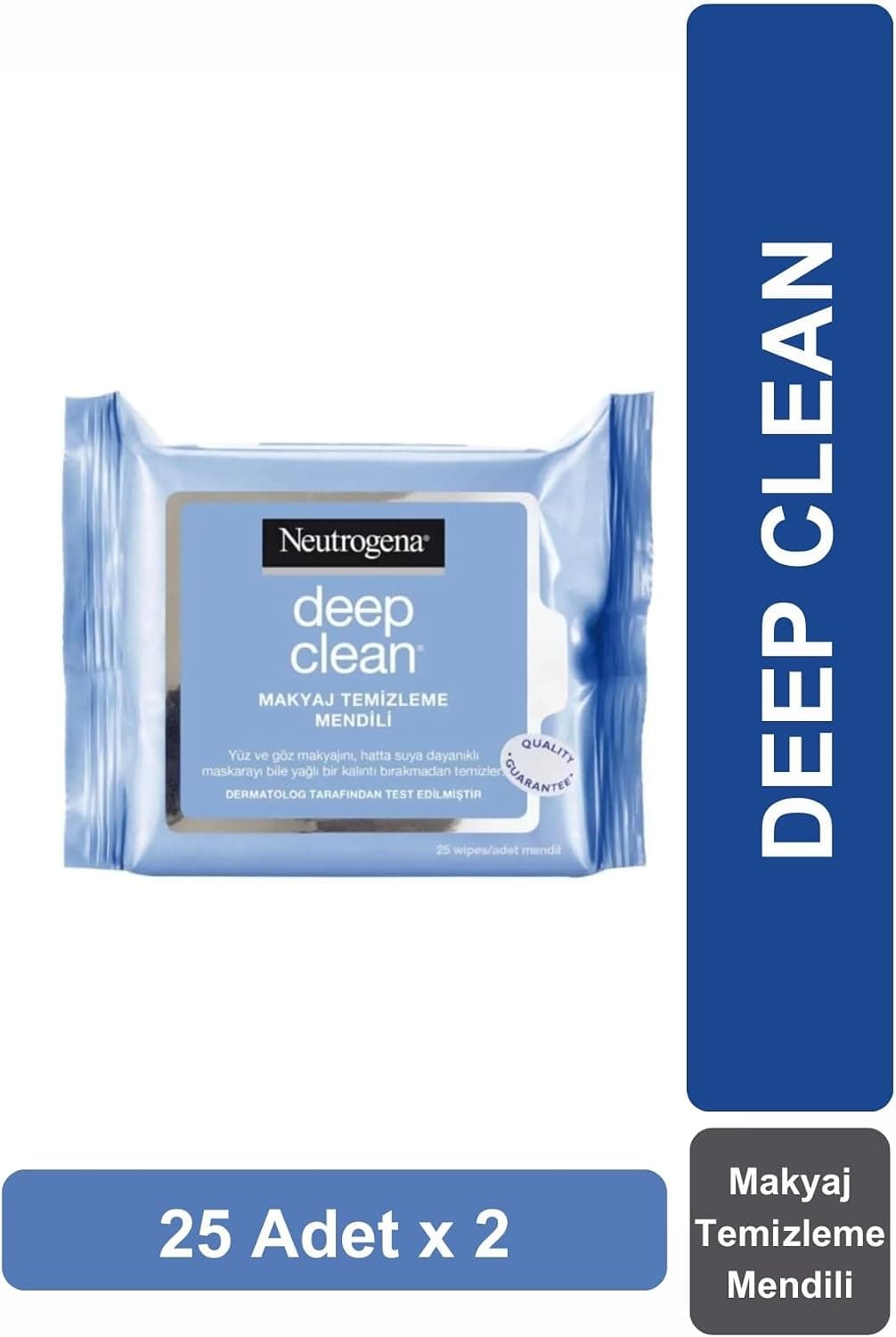 دستمال پاککننده آرایش Neutrogena Deep Clean 25 عدد × 2 دستمال پاککننده آرایش Neutrogena Deep Clean 25 عدد × 2