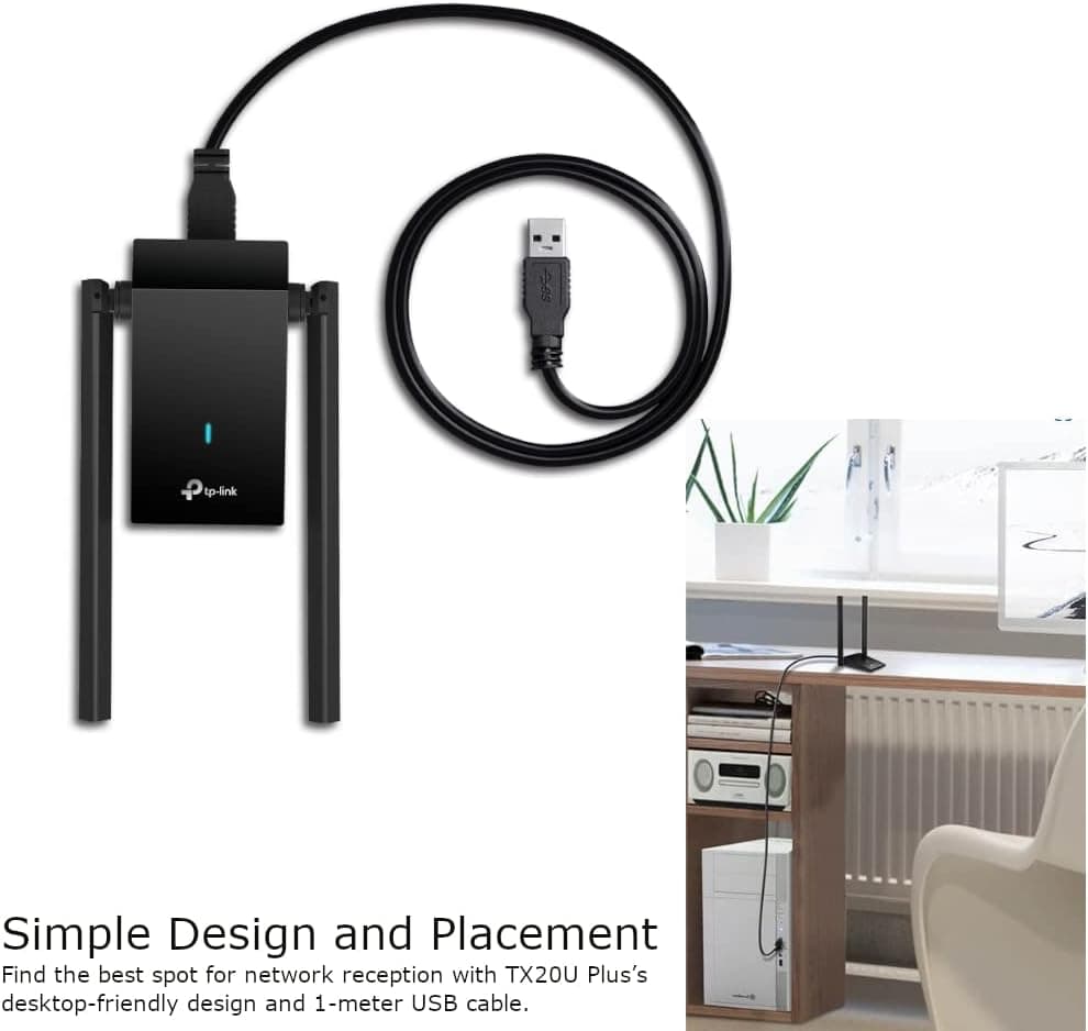 آداپتور USB بیسیم TP-Link دوآنتنه با بهره بالا، AX1800 Mbps، کابل 1 متری USB 3.0، Beamforming، MU-MIMO، WPA3 مدل Archer TX20U Plus آداپتور USB بیسیم TP-Link دوآنتنه با بهره بالا، AX1800 Mbps، کابل 1 متری USB 3.0، Beamforming، MU-MIMO، WPA3 مدل Archer TX20U Plus