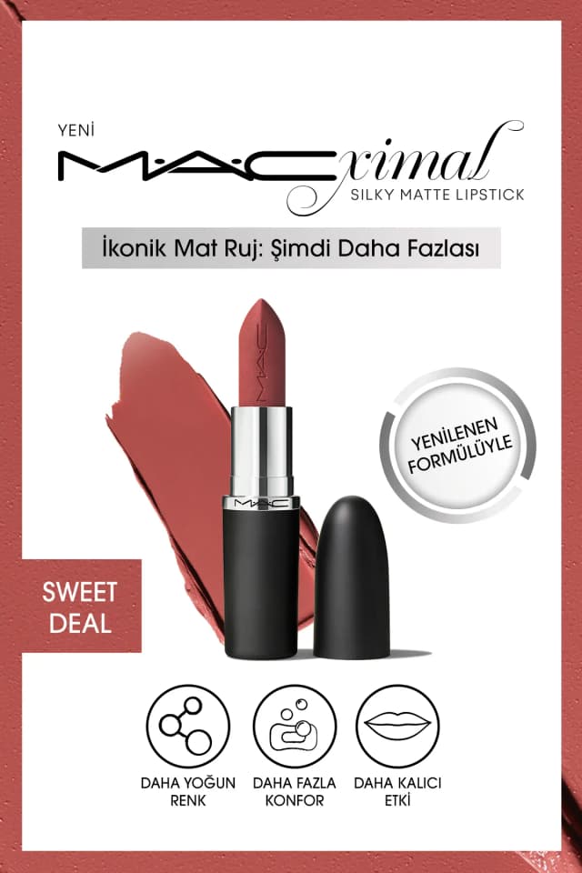 رژ لب Mac M·a·cxımal Silky Matte نمدهنده رنگدهی شدید رژ لب Mac M·a·cxımal Silky Matte نمدهنده رنگدهی شدید