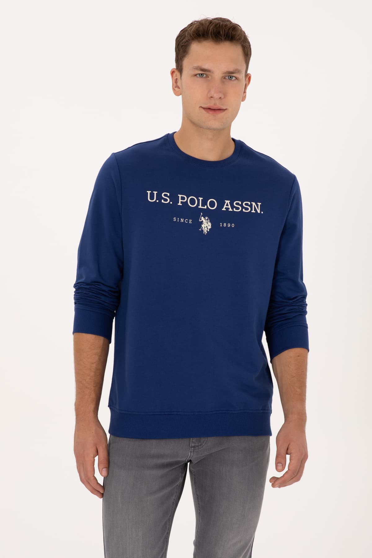 سوئیشرت مردانه U.S. Polo Assn. فیت معمولی یقه گرد نیلی نازک مدل 50313743-VR028 سوئیشرت مردانه U.S. Polo Assn. فیت معمولی یقه گرد نیلی نازک مدل 50313743-VR028