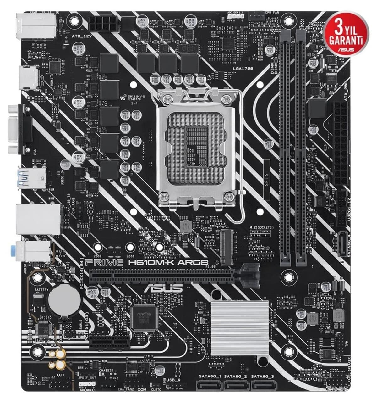 مادربرد ASUS PRIME H610M-K با DDR5 VGA GLan mATX HDMI M2 USB3 RGB 1700p مادربرد ASUS PRIME H610M-K با DDR5 VGA GLan mATX HDMI M2 USB3 RGB 1700p