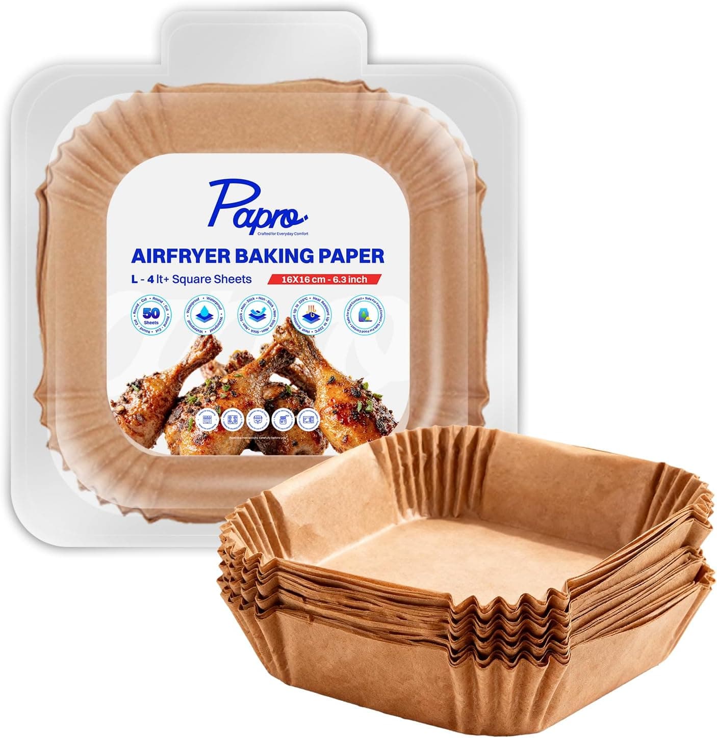 کاغذ پخت سرخکن بدون روغن papro مناسب XXL مربع 50 عدد 20x20 کاغذ پخت سرخکن بدون روغن papro مناسب XXL مربع 50 عدد 20x20