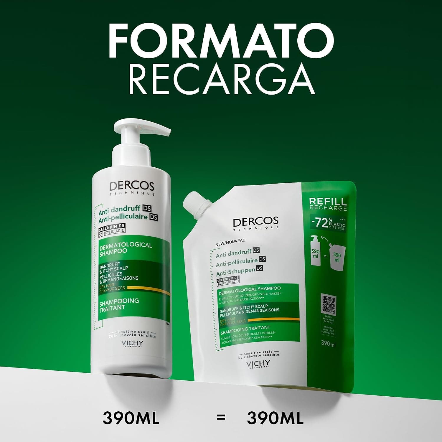 شامپو ضد شوره VICHY Dercos برای موهای خشک بسته پرکن 390 ml شامپو ضد شوره VICHY Dercos برای موهای خشک بسته پرکن 390 ml