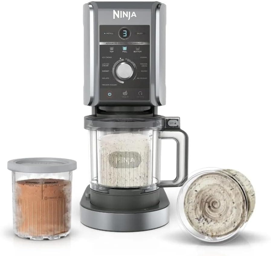 دستگاه بستنیساز NINJA CREAMi Deluxe ۱۱ کاره ۳ ظرفه نقرهای مدل NC501 دستگاه بستنیساز NINJA CREAMi Deluxe ۱۱ کاره ۳ ظرفه نقرهای مدل NC501