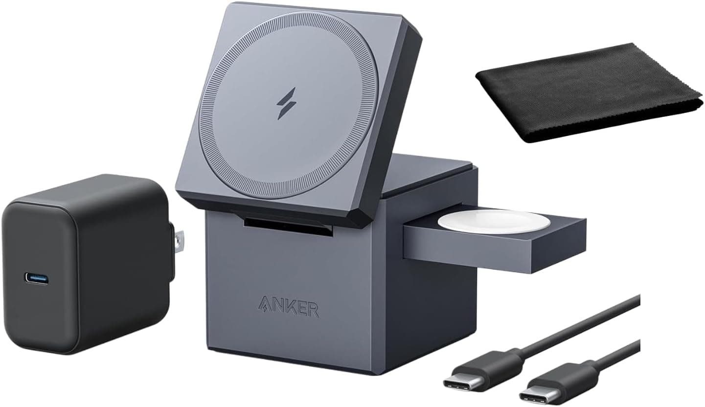 پایه شارژ وایرلس Anker با MagSafe سهکاره تاشو ۱۵ وات مدل Cube پایه شارژ وایرلس Anker با MagSafe سهکاره تاشو ۱۵ وات مدل Cube
