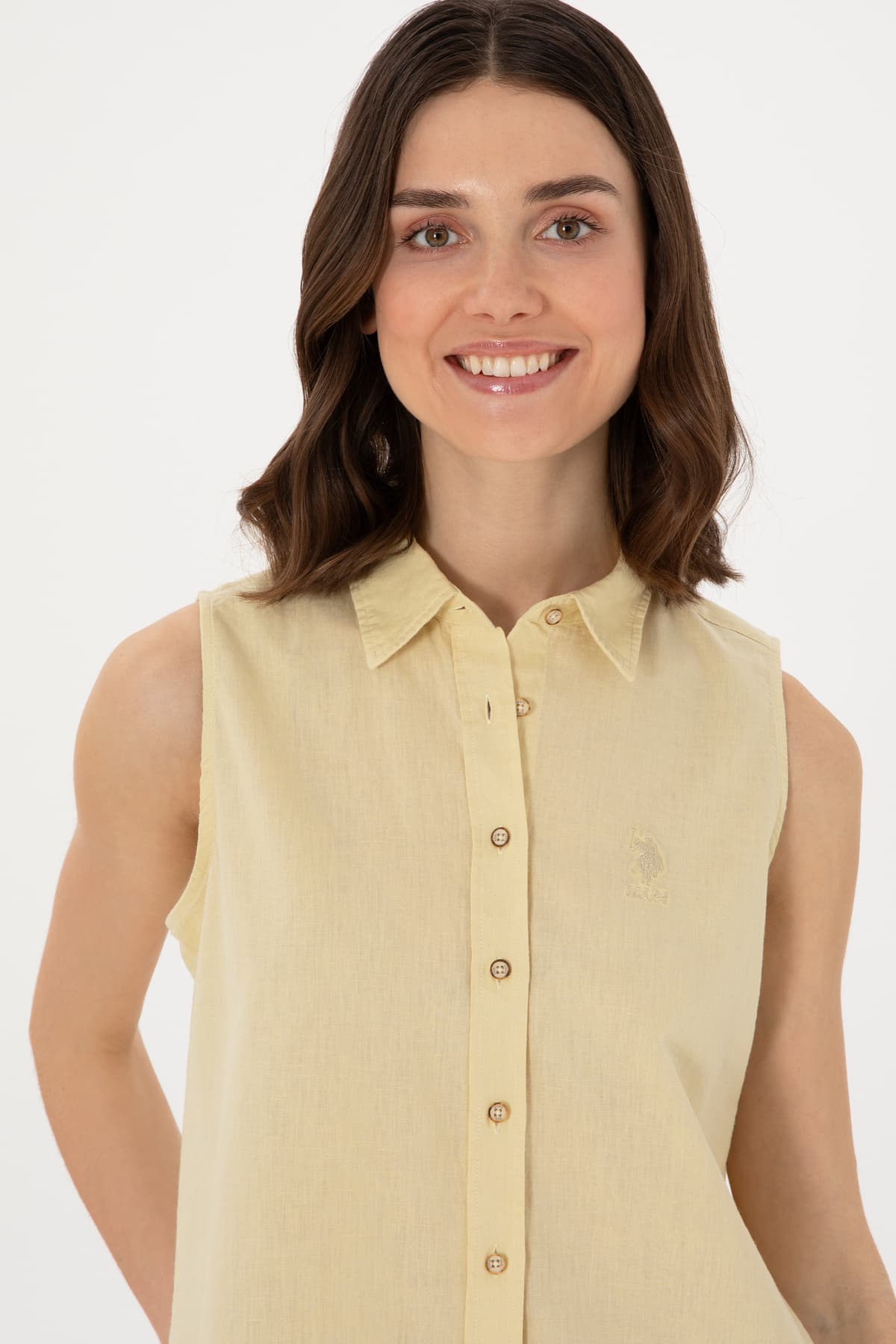 پیراهن زنانه U.S. Polo Assn. خاکی روشن کتانترکیبی آستین کوتاه مدل 50298111-VR183 پیراهن زنانه U.S. Polo Assn. خاکی روشن کتانترکیبی آستین کوتاه مدل 50298111-VR183