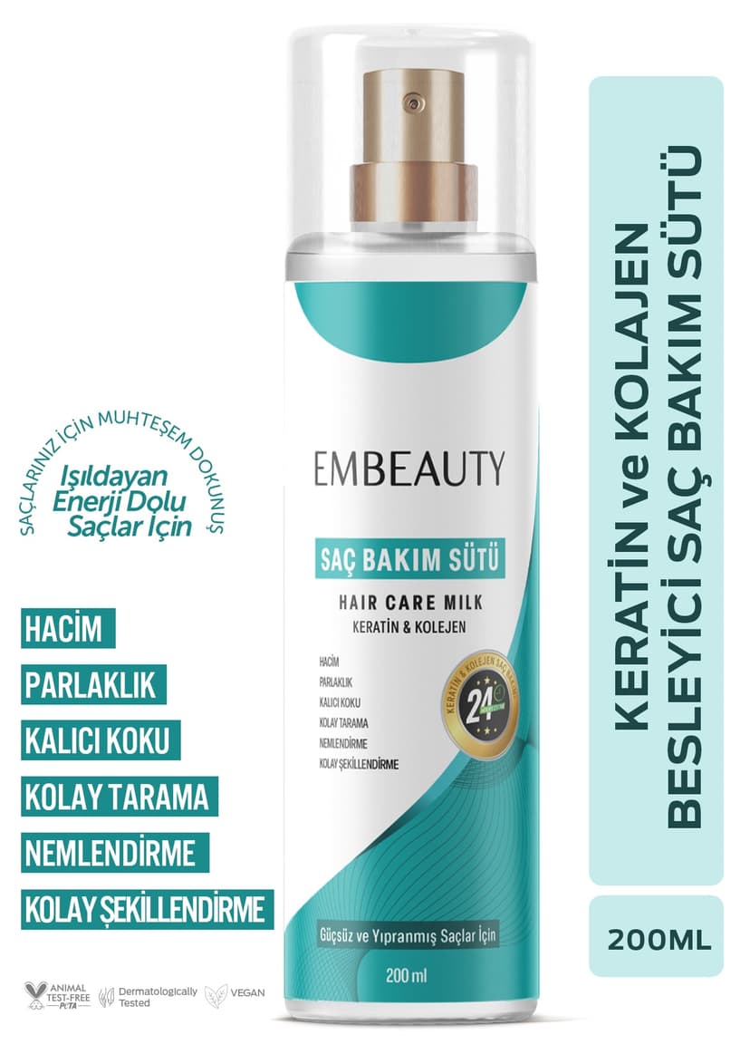 شیر موی مغذی Embeauty حاوی کراتین و کلاژن 200 ML شیر موی مغذی Embeauty حاوی کراتین و کلاژن 200 ML
