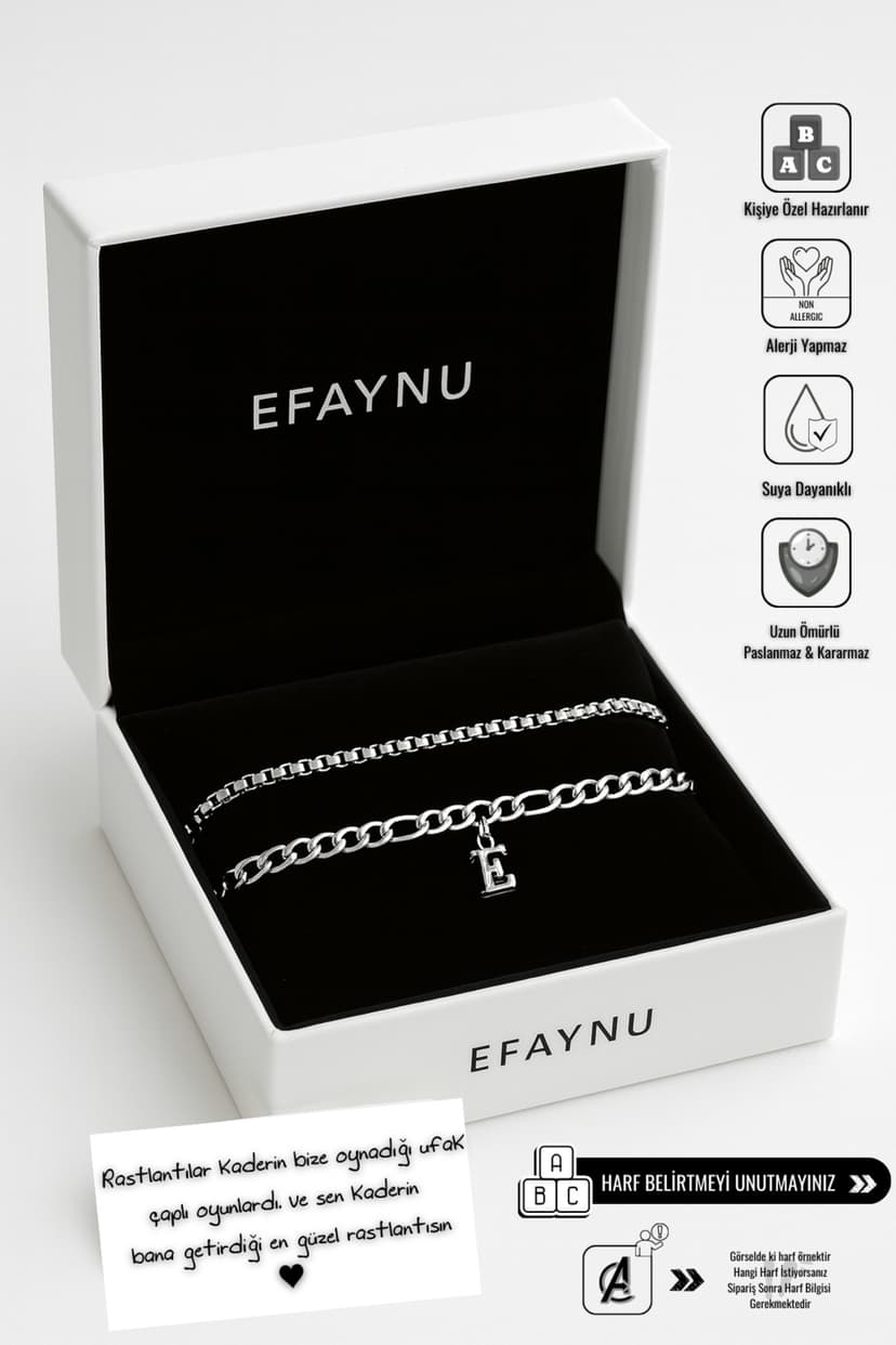 دستبند زنانه EFAYNU ست دو عددی حروف اختصاصی فولادی ضدتیرگی دستبند زنانه EFAYNU ست دو عددی حروف اختصاصی فولادی ضدتیرگی