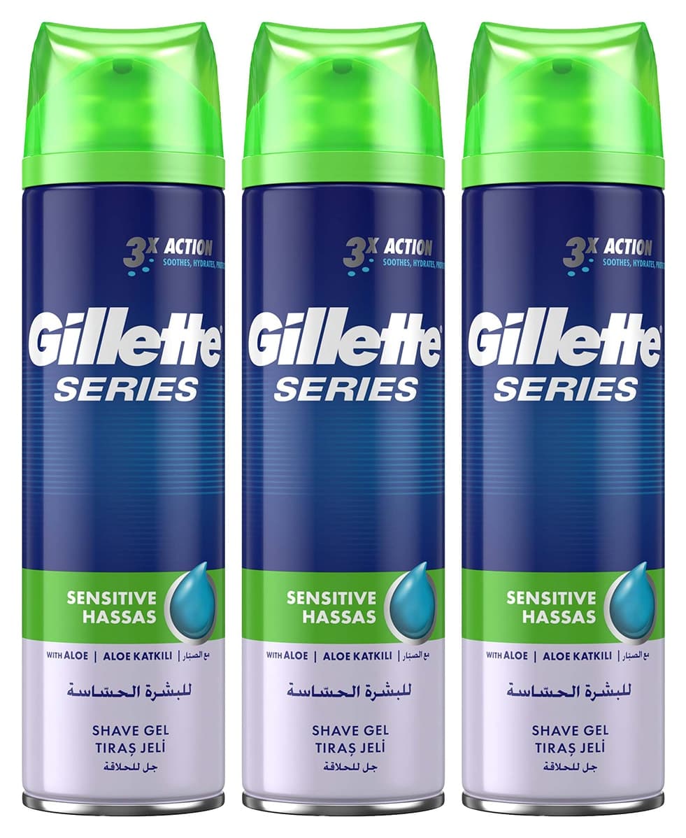 ژل اصلاح Gillette Series با آلوئه ورا آرامکننده 200ml x3 ژل اصلاح Gillette Series با آلوئه ورا آرامکننده 200ml x3