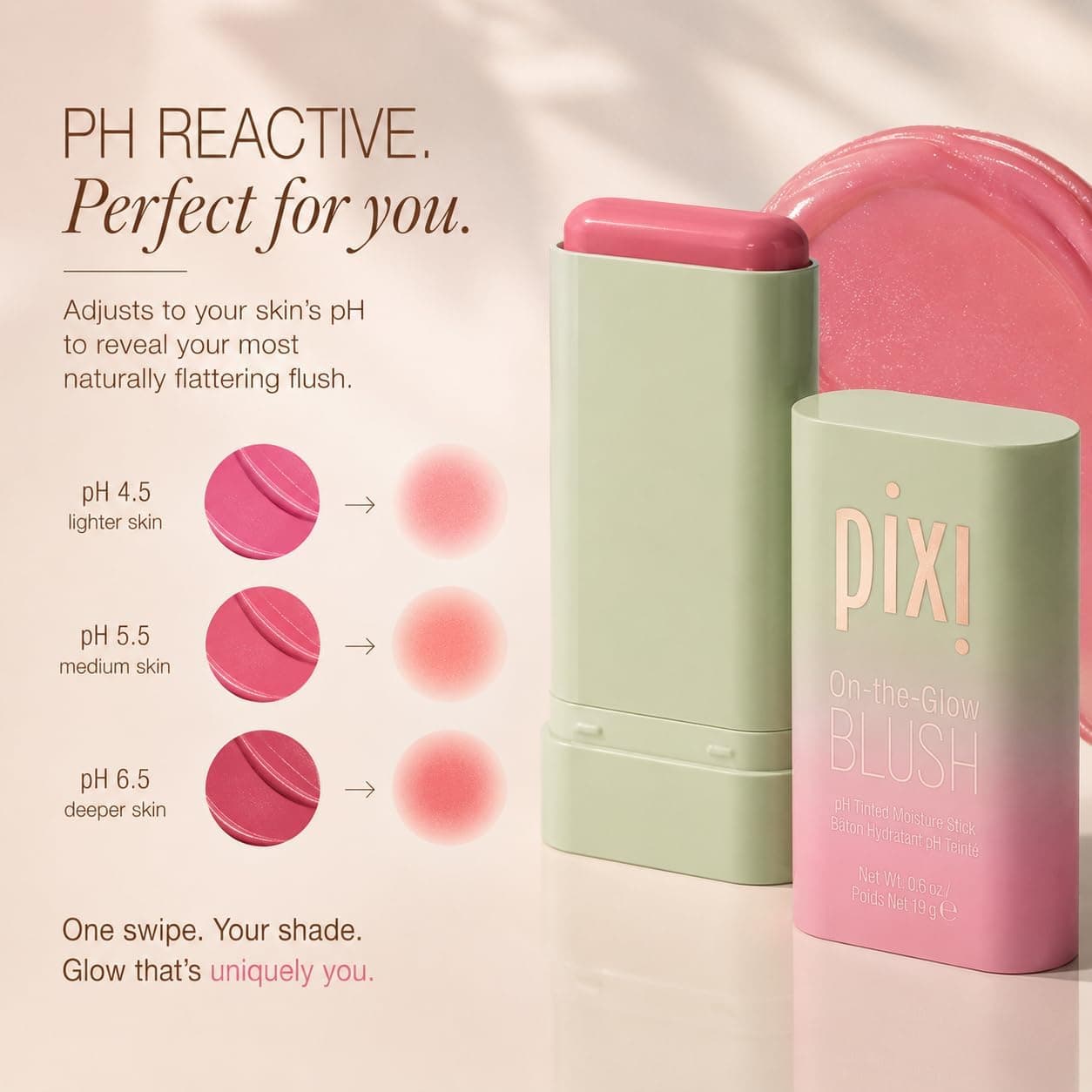 رژگونه استیکی لب و گونه Pixi مدل On-the-Glow CheekTone، آبرسان رنگی واکنشپذیر با pH، 19g رژگونه استیکی لب و گونه Pixi مدل On-the-Glow CheekTone، آبرسان رنگی واکنشپذیر با pH، 19g