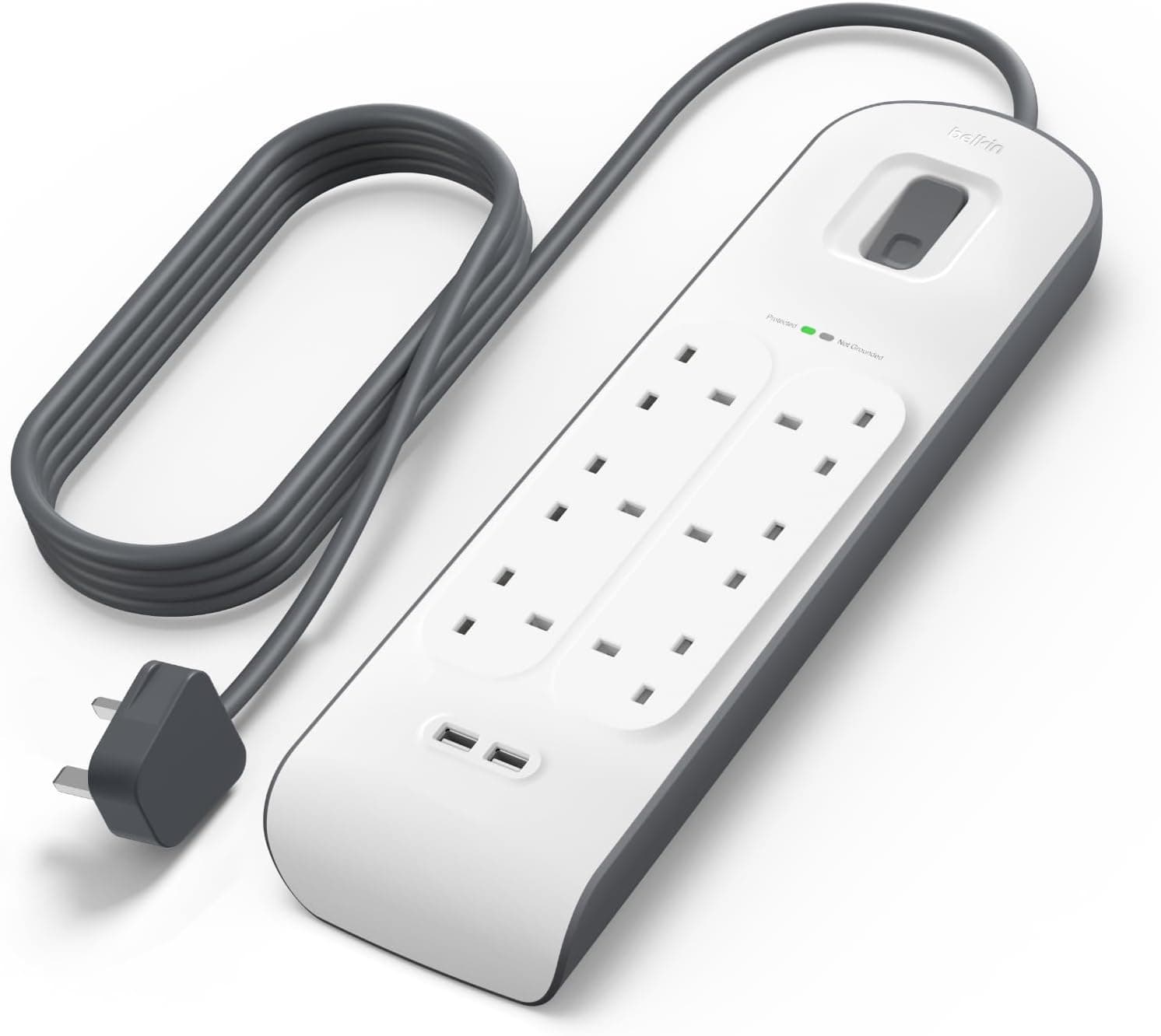 چندراهی برق Belkin ششپریز محافظدار با کابل 2 متری چندراهی برق Belkin ششپریز محافظدار با کابل 2 متری