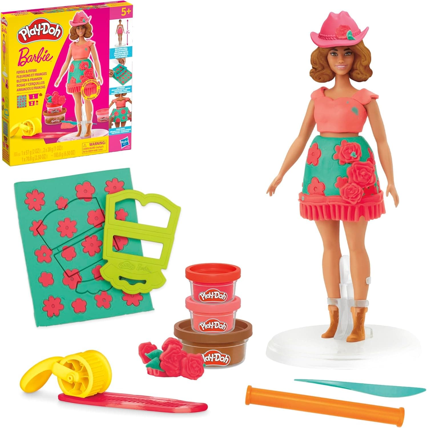 ست خمیربازی برای دختران و پسران 5+ Play-Doh Barbie با خمیر شکلدهی، لباس عروسک و 9 اکسسوری مد ست خمیربازی برای دختران و پسران 5+ Play-Doh Barbie با خمیر شکلدهی، لباس عروسک و 9 اکسسوری مد
