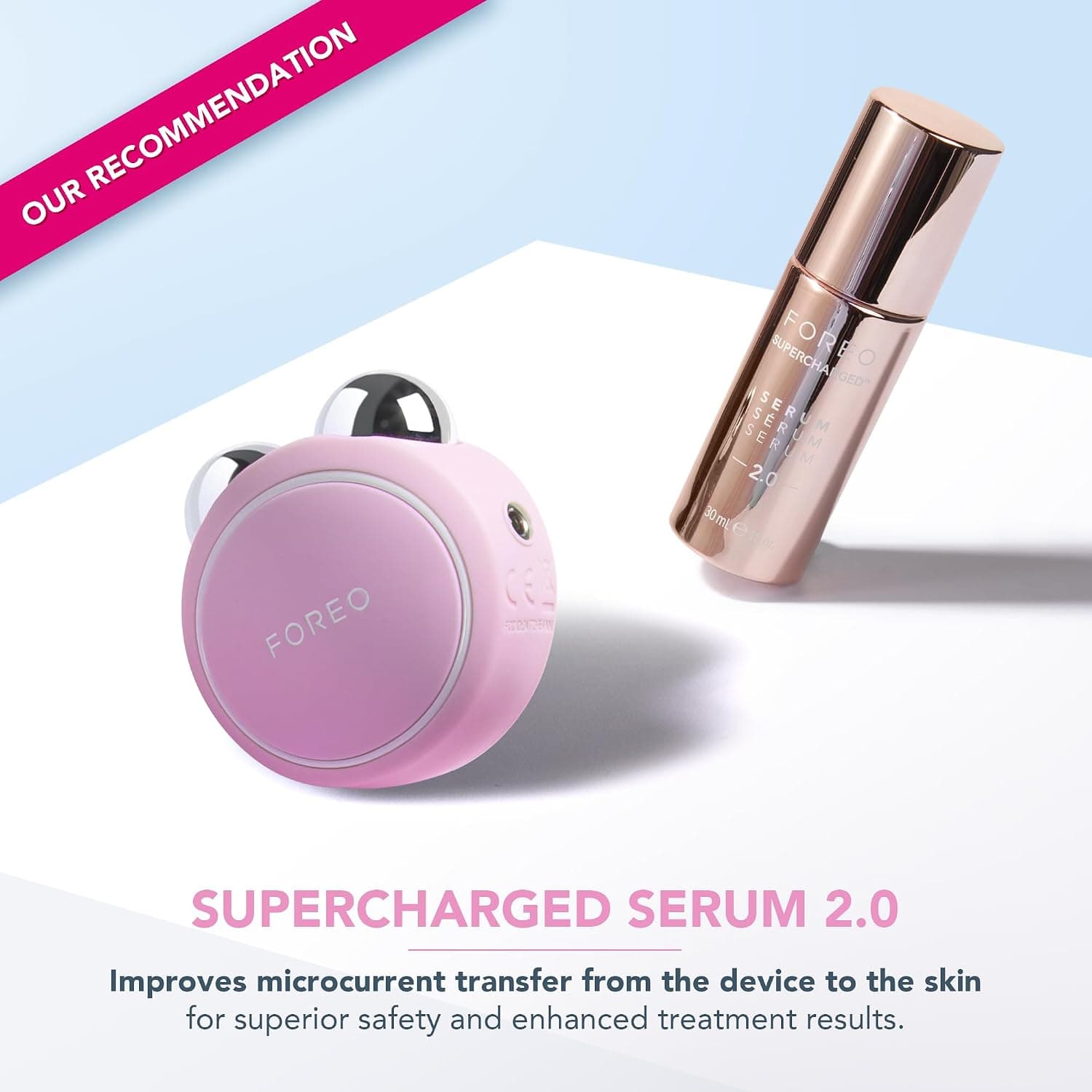 دستگاه سفتکننده صورت FOREO Bear Mini با میکروجریان موضعی صورتی مرواریدی دستگاه سفتکننده صورت FOREO Bear Mini با میکروجریان موضعی صورتی مرواریدی