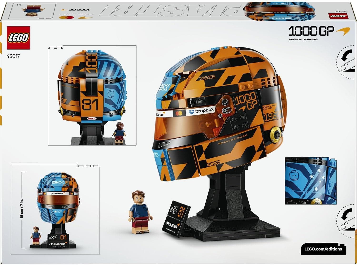 لگو Editions McLaren Mastercard F1 Team کلاه ایمنی Oscar Piastri مدل 43017 لگو Editions McLaren Mastercard F1 Team کلاه ایمنی Oscar Piastri مدل 43017