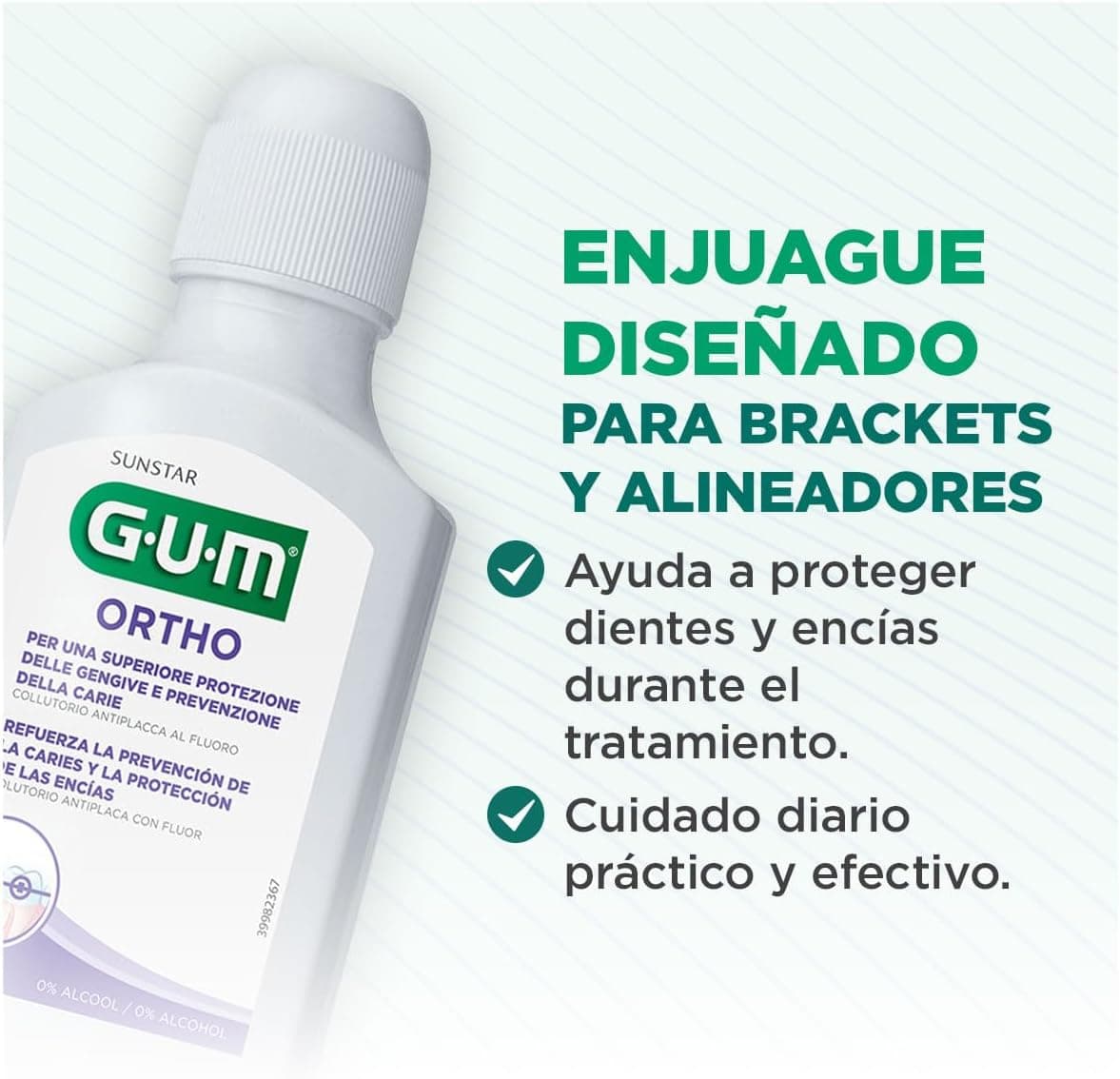 دهانشویه GUM Ortho طعم نعناع ملایم بدون الکل 300ml دهانشویه GUM Ortho طعم نعناع ملایم بدون الکل 300ml