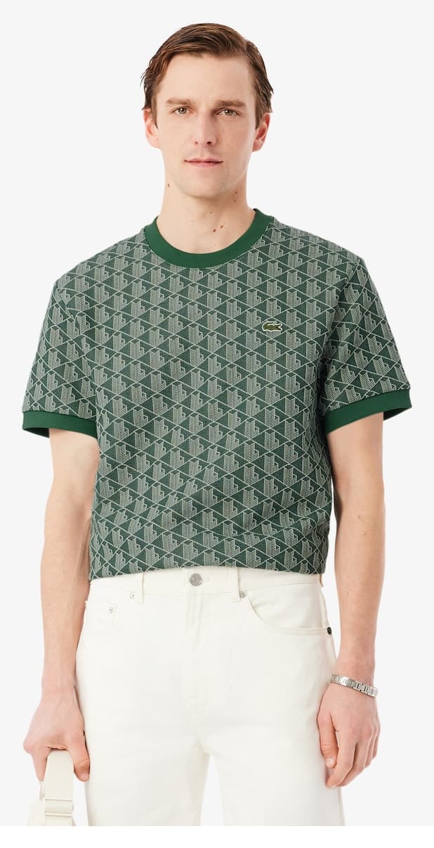 تیشرت مردانه Lacoste یقه گرد فیت کلاسیک مونوگرام سبز تیره تیشرت مردانه Lacoste یقه گرد فیت کلاسیک مونوگرام سبز تیره