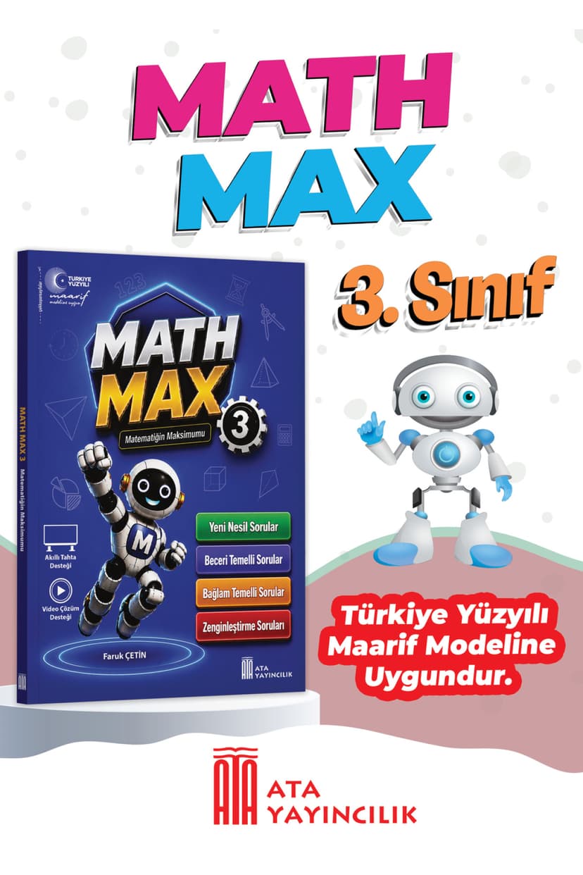 کتاب بانک سوال ریاضی کلاس سوم Ata Yayıncılık Math Max مطابق با Maarif Modeli کتاب بانک سوال ریاضی کلاس سوم Ata Yayıncılık Math Max مطابق با Maarif Modeli
