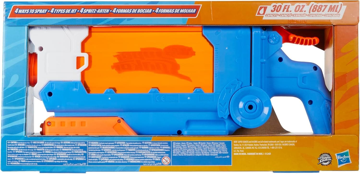 تفنگ آبپاش Nerf با پرکردن چرخشی، ۴ حالت پاشش و مخزن 30 Sıvı Ons تفنگ آبپاش Nerf با پرکردن چرخشی، ۴ حالت پاشش و مخزن 30 Sıvı Ons