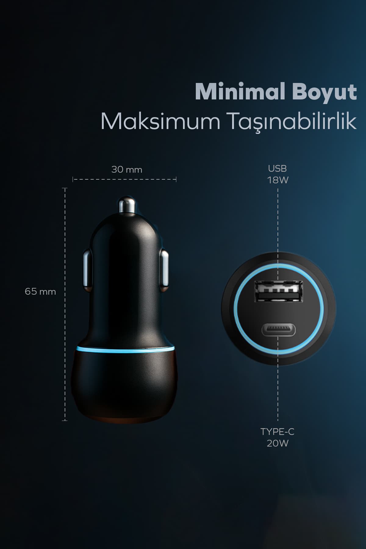 شارژر فندکی خودرو Woyax با ورودی Type-C و USB توان 38W شارژ سریع شارژر فندکی خودرو Woyax با ورودی Type-C و USB توان 38W شارژ سریع