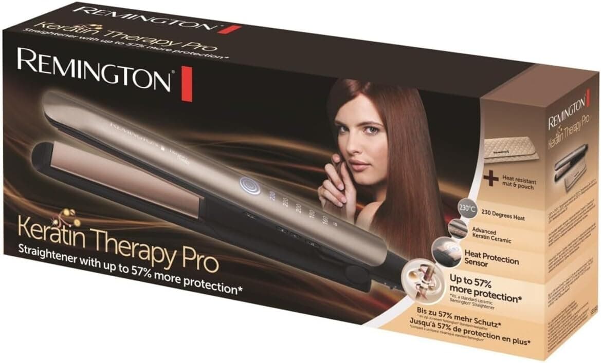 صافکننده مو Remington مدل S8590 Keratin Therapy Pro صفحه سرامیکی 230°C قهوهای TYC4E221151DED0600 صافکننده مو Remington مدل S8590 Keratin Therapy Pro صفحه سرامیکی 230°C قهوهای TYC4E221151DED0600
