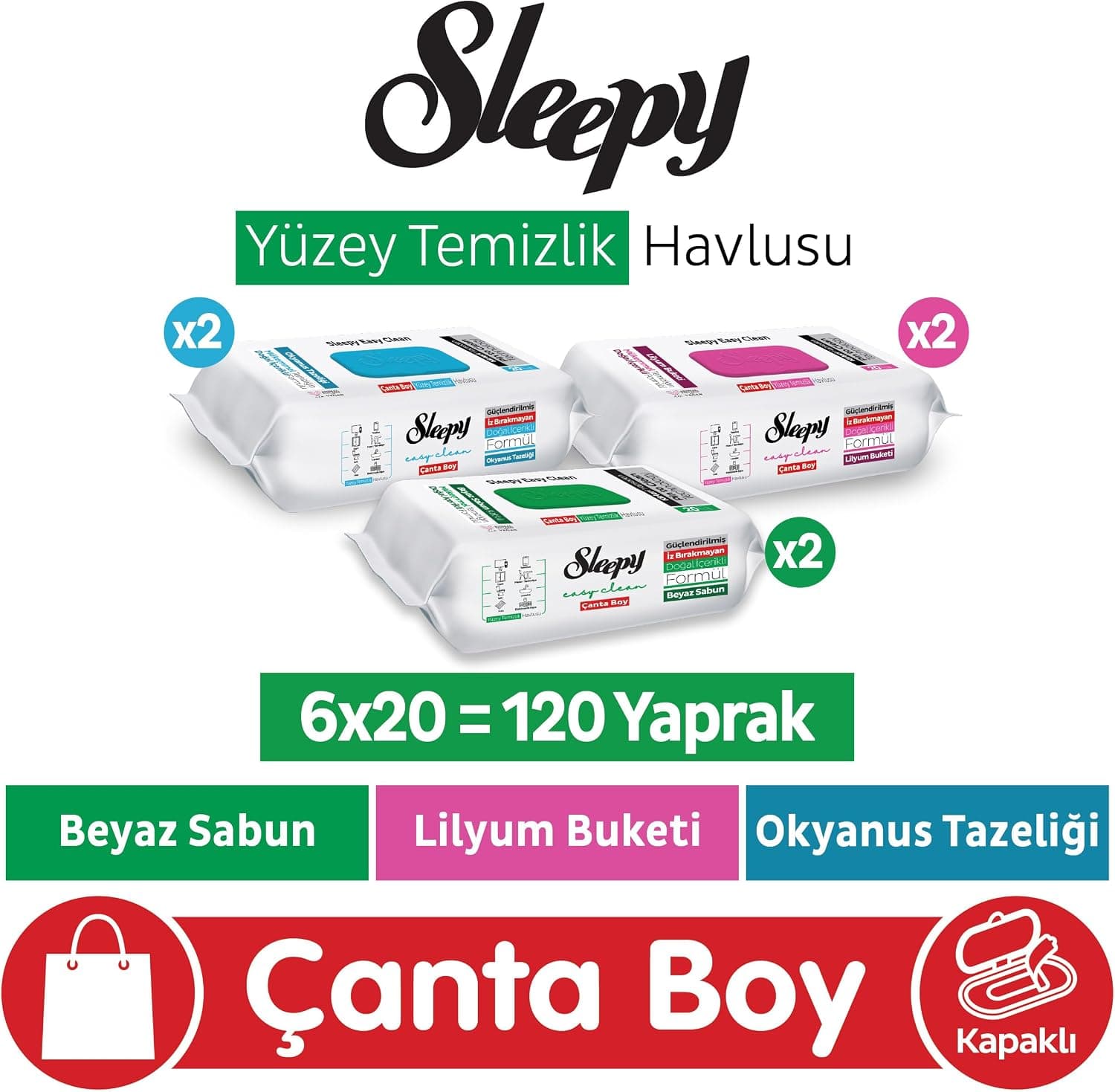 دستمال تمیزکننده سطح پسرانه Sleepy Easy Clean صابون سفید، لیلیوم، اقیانوس 6x20 (120 برگ) دستمال تمیزکننده سطح پسرانه Sleepy Easy Clean صابون سفید، لیلیوم، اقیانوس 6x20 (120 برگ)