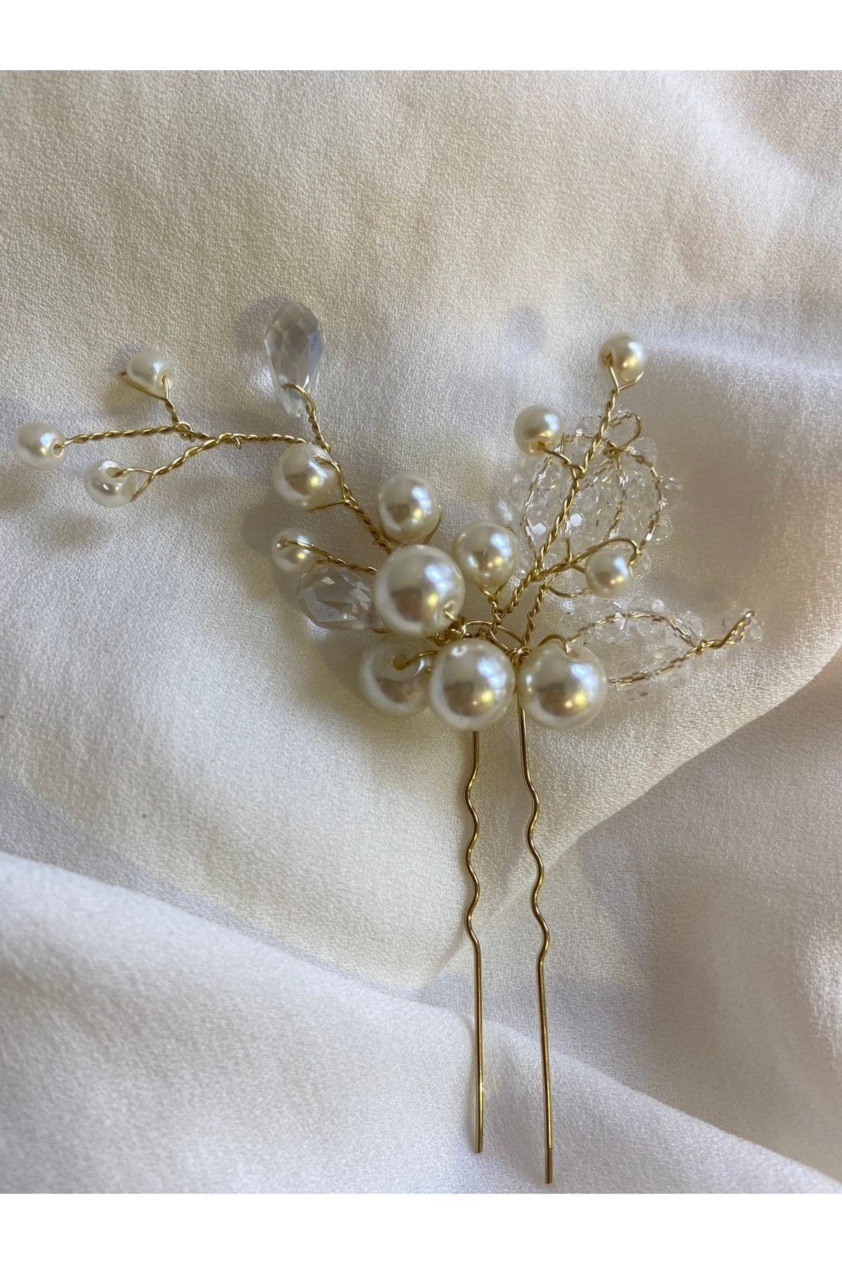 گیره موی عروس زنانه Pearly Handmade با سنگ مروارید و کریستال گیره موی عروس زنانه Pearly Handmade با سنگ مروارید و کریستال