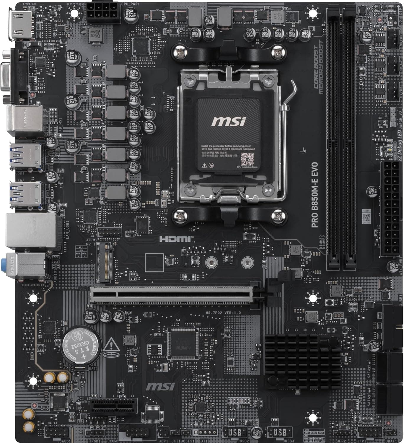 مادربرد MSI مدل MB PRO B850M-E EVO سوکت AM5 حافظه DDR5 فرم فاکتور mATX مادربرد MSI مدل MB PRO B850M-E EVO سوکت AM5 حافظه DDR5 فرم فاکتور mATX