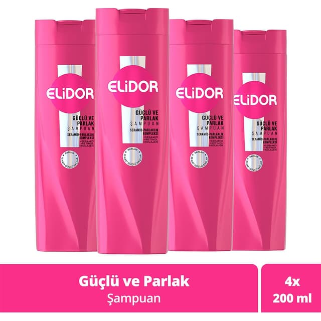 شامپو مراقبت از مو Elidor تقویتکننده و براقکننده 200 ml x4 شامپو مراقبت از مو Elidor تقویتکننده و براقکننده 200 ml x4