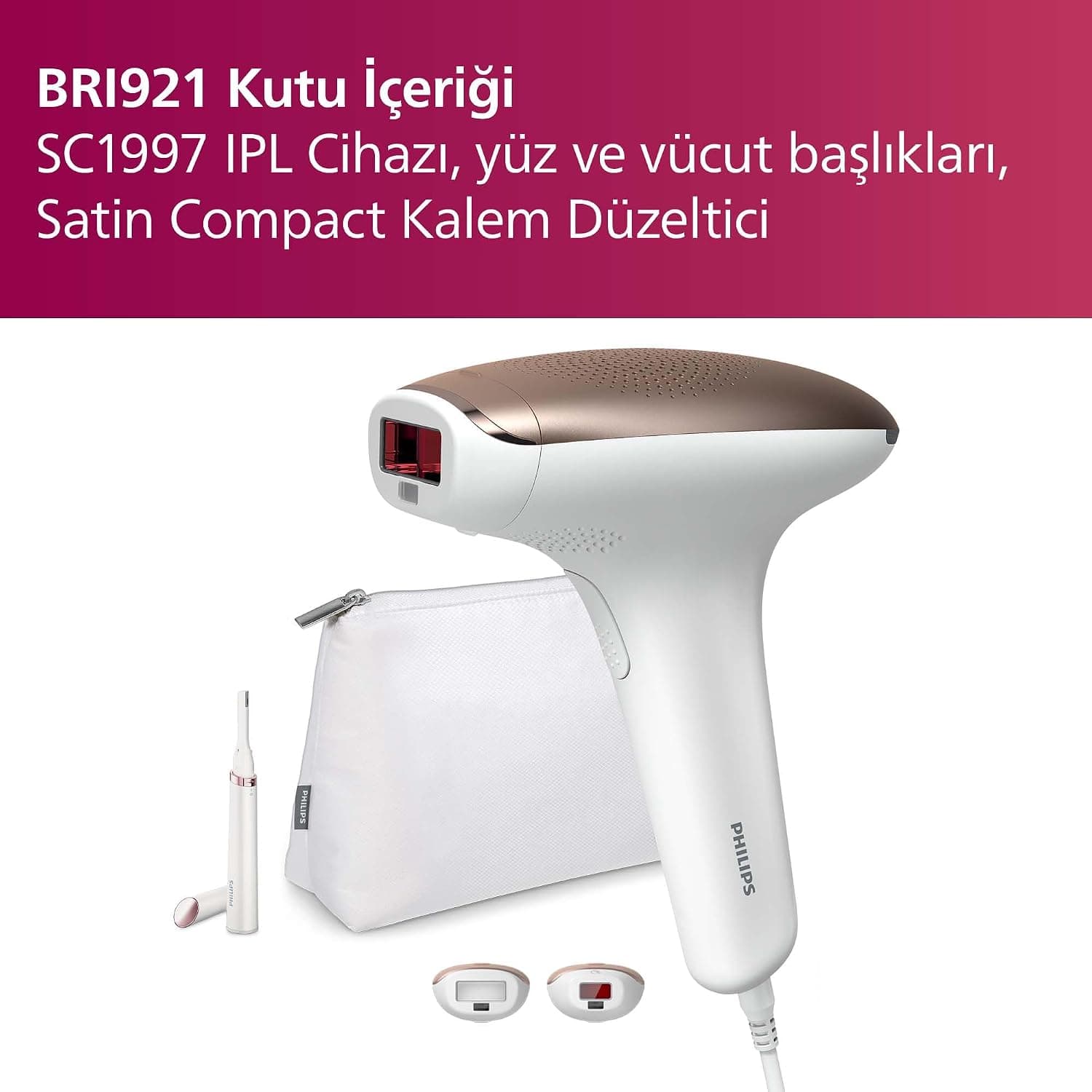 دستگاه لیزر اپیلیشن IPL Philips هد بدن و صورت سفید مدل BRI921/00 دستگاه لیزر اپیلیشن IPL Philips هد بدن و صورت سفید مدل BRI921/00