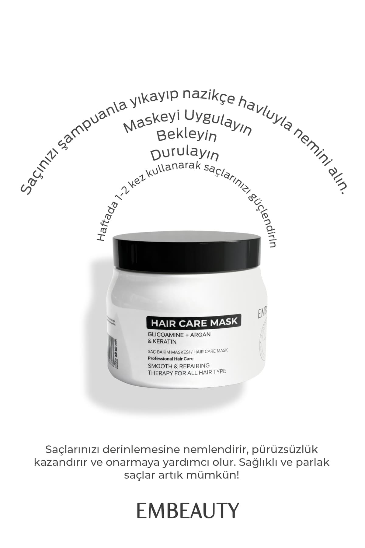 ماسک موی مراقبتی عمیق Embeauty با اثر کراتین، مغذی و ترمیمکننده 500 ml ماسک موی مراقبتی عمیق Embeauty با اثر کراتین، مغذی و ترمیمکننده 500 ml