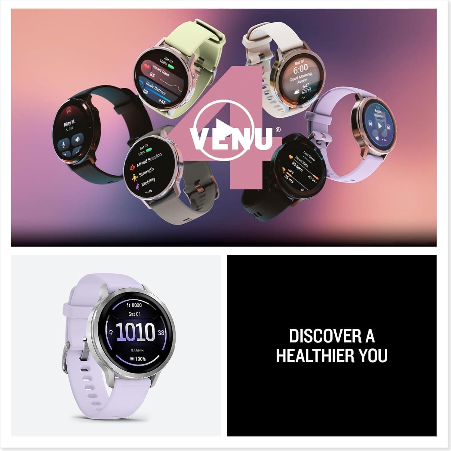 ساعت هوشمند Garmin Venu 4 41 mm بند سیلیکونی آبی لاوندری ساعت هوشمند Garmin Venu 4 41 mm بند سیلیکونی آبی لاوندری