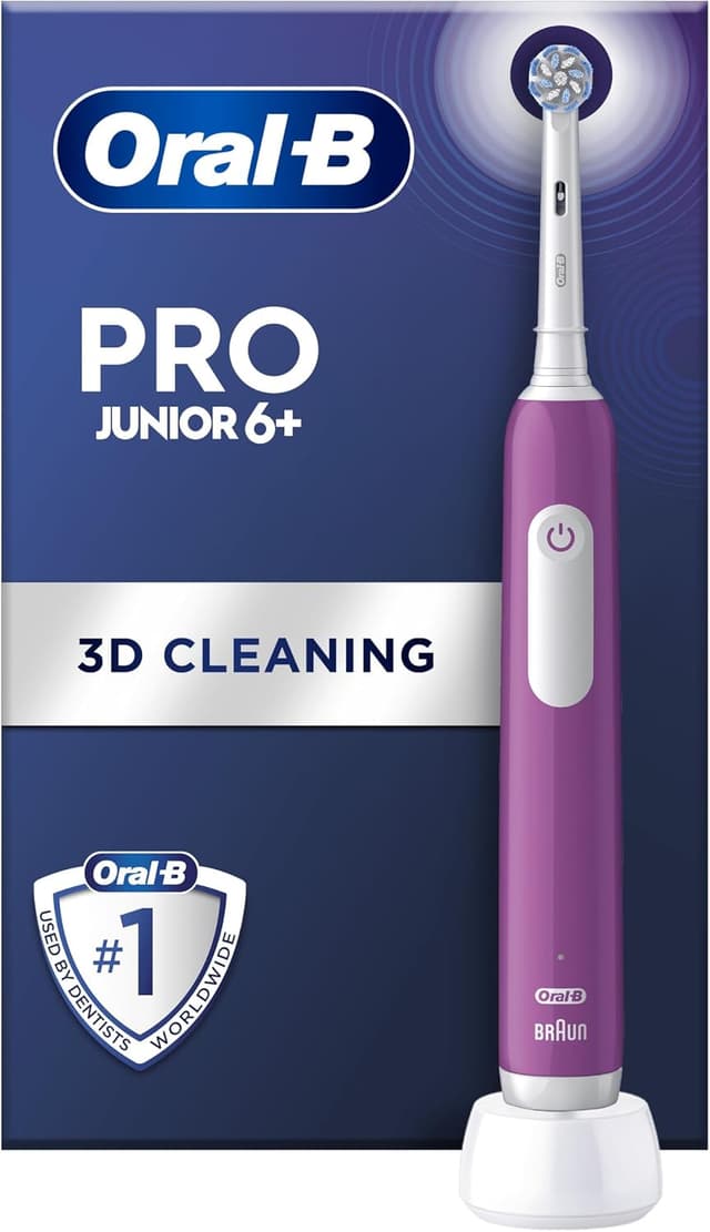 مسواک برقی کودک Oral-B Pro Junior با ۳ حالت و سری یدک، بنفش مسواک برقی کودک Oral-B Pro Junior با ۳ حالت و سری یدک، بنفش