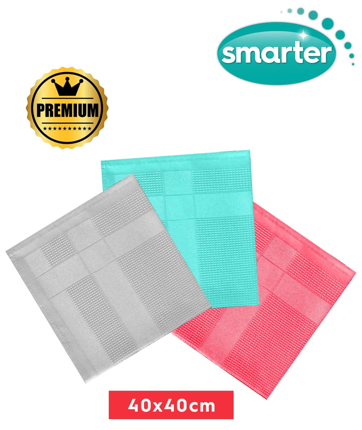 دستمال تمیزکننده میکروفایبر SMARTER بسته 3 تایی 40x40 دستمال تمیزکننده میکروفایبر SMARTER بسته 3 تایی 40x40