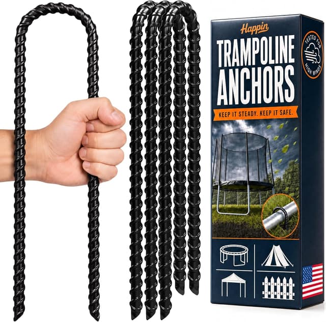 میخهای مهار ترامپولین و چادر ساحلی Happin فولاد گالوانیزه ست 4 عددی با قلاب T میخهای مهار ترامپولین و چادر ساحلی Happin فولاد گالوانیزه ست 4 عددی با قلاب T
