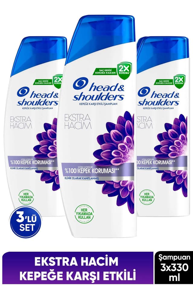شامپو ضد شوره روزانه Head & Shoulders مدل Ekstra Hacim سه عدد 330 ml شامپو ضد شوره روزانه Head & Shoulders مدل Ekstra Hacim سه عدد 330 ml