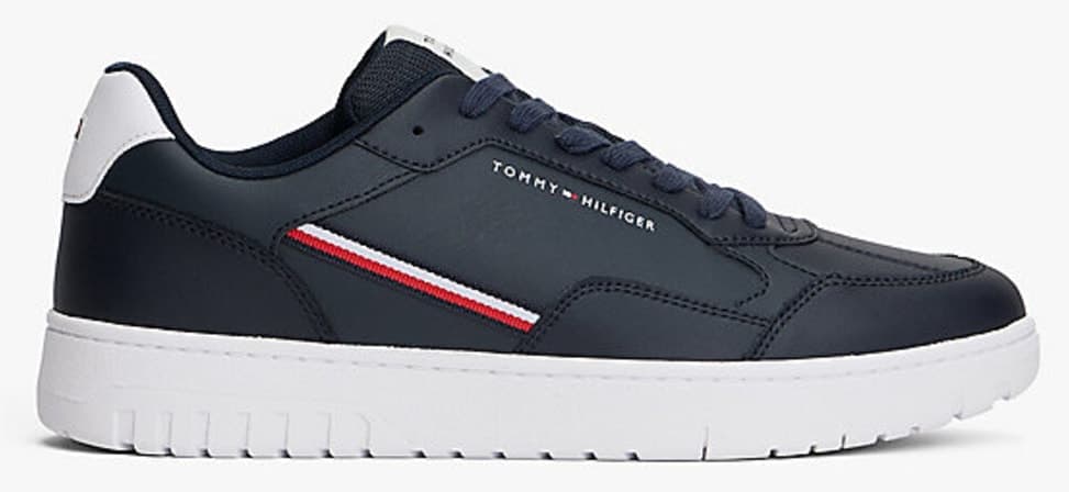کفش کتانی مردانه Tommy Hilfiger Basket Core Stripe ساق کوتاه آبی صحرایی کفش کتانی مردانه Tommy Hilfiger Basket Core Stripe ساق کوتاه آبی صحرایی