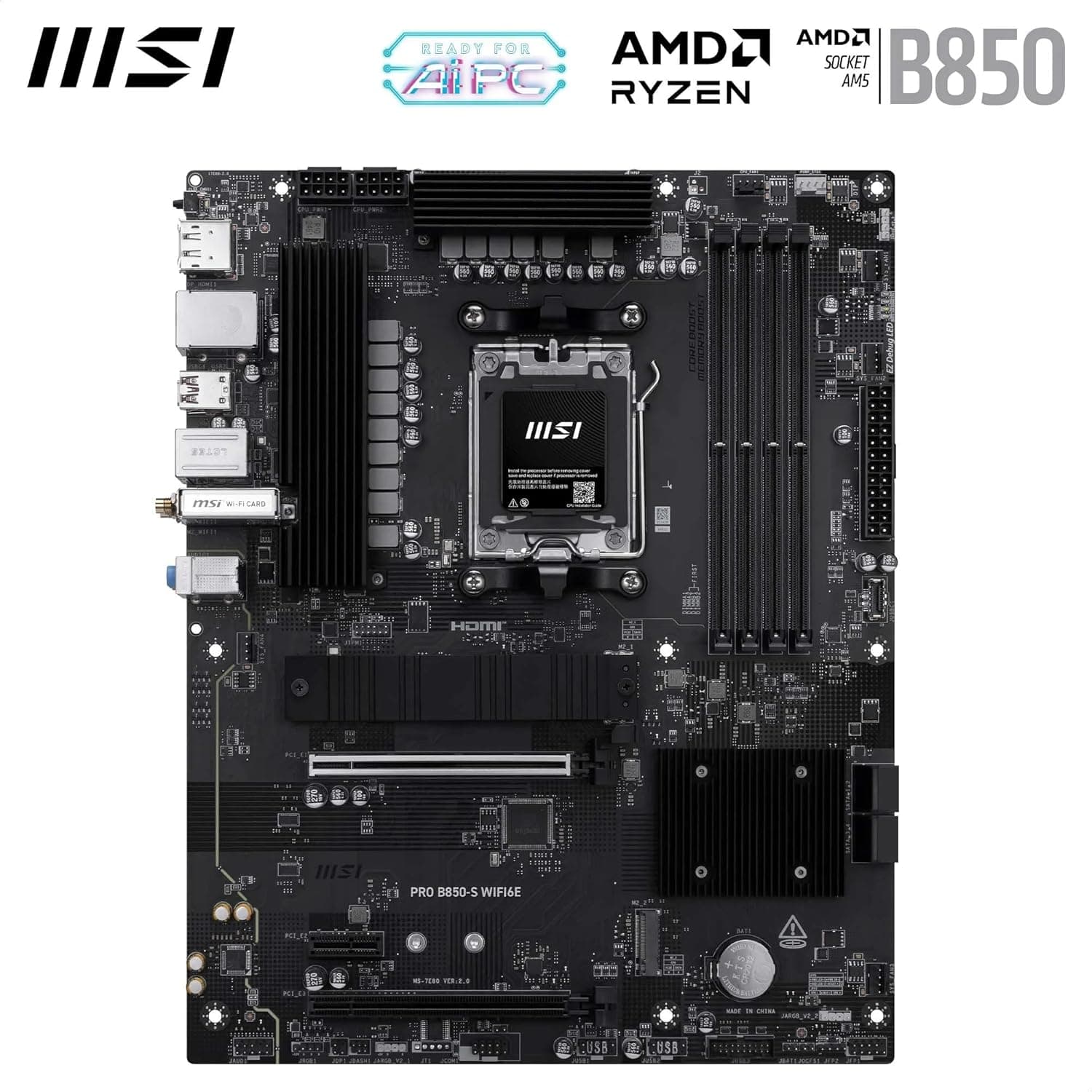 مادربرد MSI سوکت AM5 ATX با Wi-Fi 6E مدل PRO B850-S WIFI6E مادربرد MSI سوکت AM5 ATX با Wi-Fi 6E مدل PRO B850-S WIFI6E