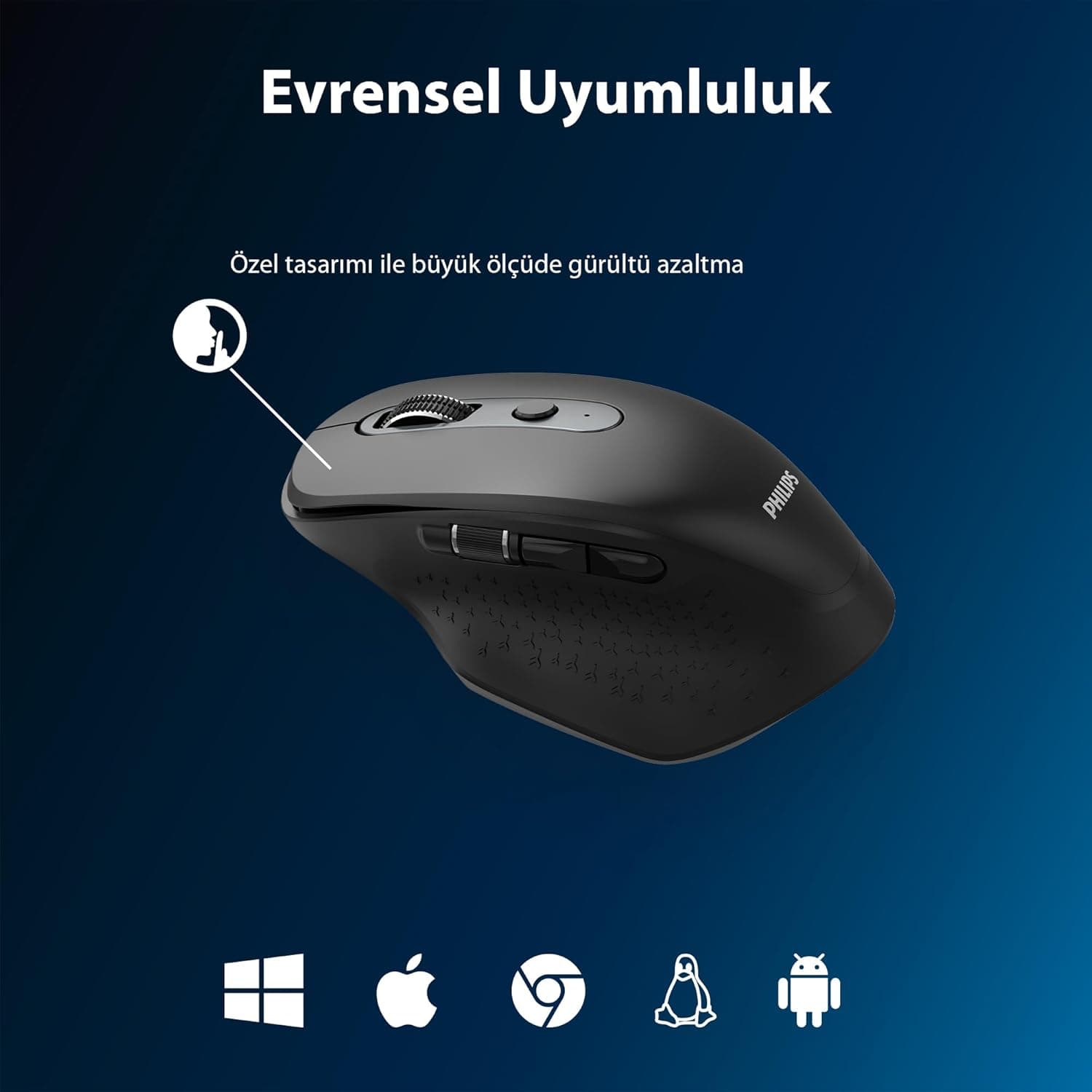 ماوس PHILIPS ارگونومیک بیصدا مشکی 8 کلیده دوحالته Bluetooth و 2.4G مدل SPK7818 با دقت 3200 DPI ماوس PHILIPS ارگونومیک بیصدا مشکی 8 کلیده دوحالته Bluetooth و 2.4G مدل SPK7818 با دقت 3200 DPI