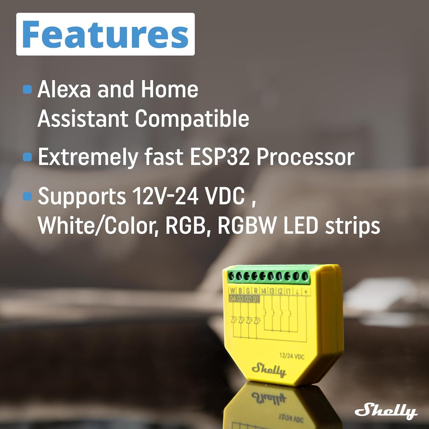 کنترلر نوار LED Shelly Plus RGBW PM با Wi-Fi و Bluetooth، 12-24 VDC کنترلر نوار LED Shelly Plus RGBW PM با Wi-Fi و Bluetooth، 12-24 VDC