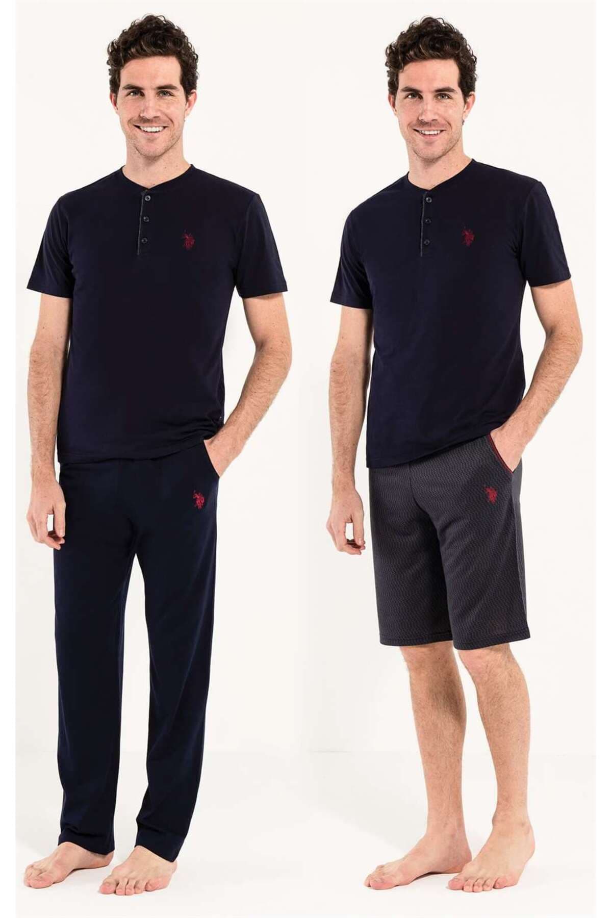 ست پیژامه مردانه U.S. Polo Assn. سرمهای 3 تکه ست پیژامه مردانه U.S. Polo Assn. سرمهای 3 تکه