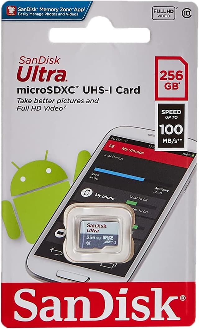 کارت حافظه microSDXC SanDisk Ultra 256GB UHS 1 خاکستری با سرعت 100MB/s مدل Sdsqunr-256G-Gn3Mn کارت حافظه microSDXC SanDisk Ultra 256GB UHS 1 خاکستری با سرعت 100MB/s مدل Sdsqunr-256G-Gn3Mn