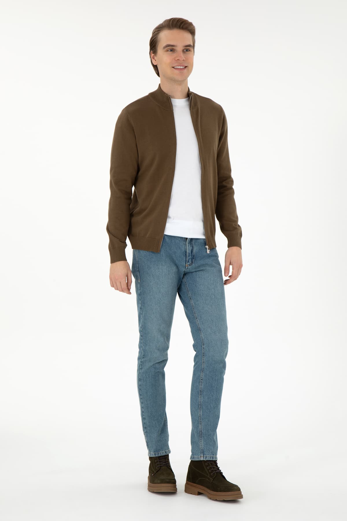 کاردیگان بافت مردانه U.S. Polo Assn. خاکی بیسیک مدل 50298268-VR027 کاردیگان بافت مردانه U.S. Polo Assn. خاکی بیسیک مدل 50298268-VR027
