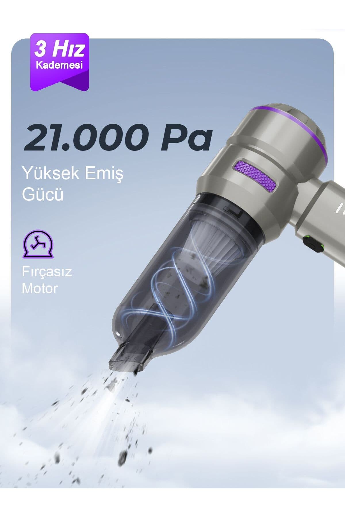 جاروبرقی بیسیم خودرو auhma با مکش 21000PA، موتور بدون برس، دمش و مکش، بنفش مدل AHV-02 جاروبرقی بیسیم خودرو auhma با مکش 21000PA، موتور بدون برس، دمش و مکش، بنفش مدل AHV-02