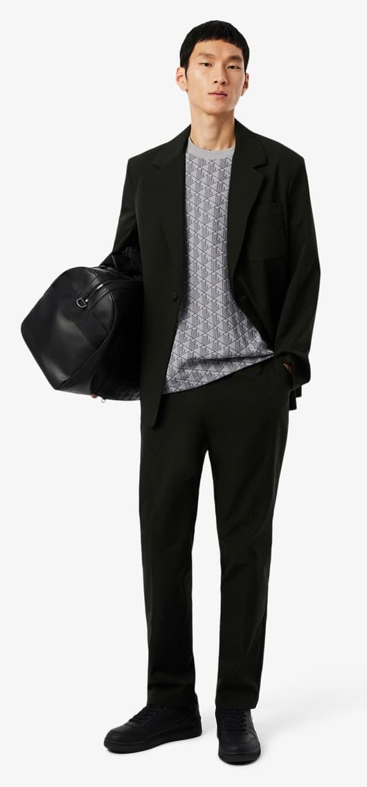 تیشرت مردانه Lacoste فیت کلاسیک یقه گرد مونوگرام خاکستری تیشرت مردانه Lacoste فیت کلاسیک یقه گرد مونوگرام خاکستری