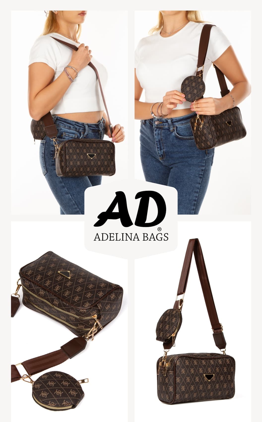 کیف دوشی زنانه Adelina Bags طرحدار با جزئیات کیفپول کیف دوشی زنانه Adelina Bags طرحدار با جزئیات کیفپول