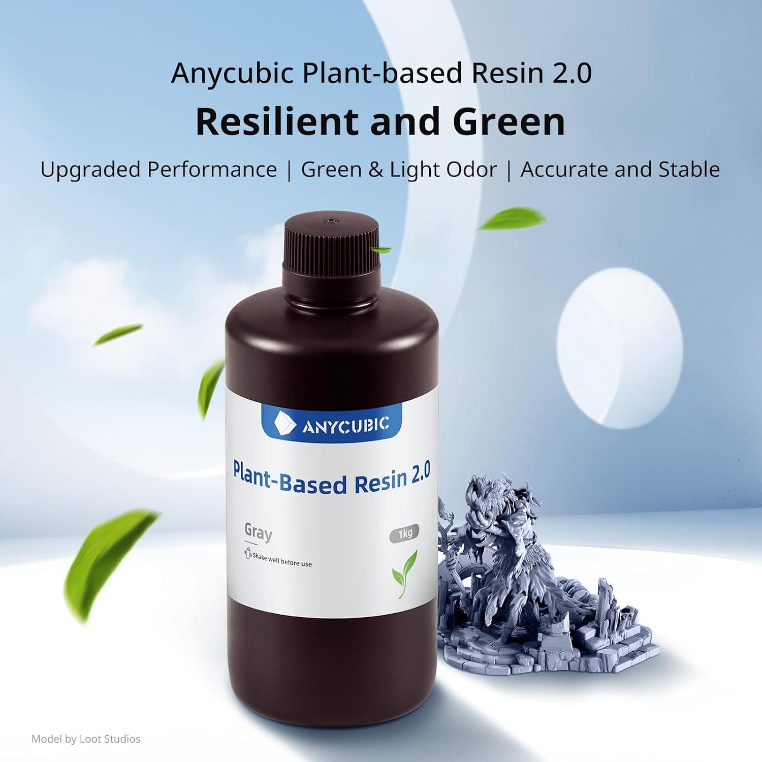 رزین پرینتر سه بعدی ANYCUBIC کمبو و ایمن با 405nm گیاهی خاکستری 1000g رزین پرینتر سه بعدی ANYCUBIC کمبو و ایمن با 405nm گیاهی خاکستری 1000g