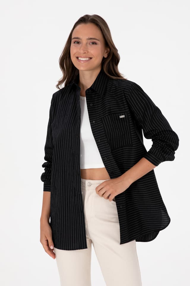 پیراهن زنانه U.S. Polo Assn. راهراه مشکی آستینبلند مدل 50316387-VR046 پیراهن زنانه U.S. Polo Assn. راهراه مشکی آستینبلند مدل 50316387-VR046