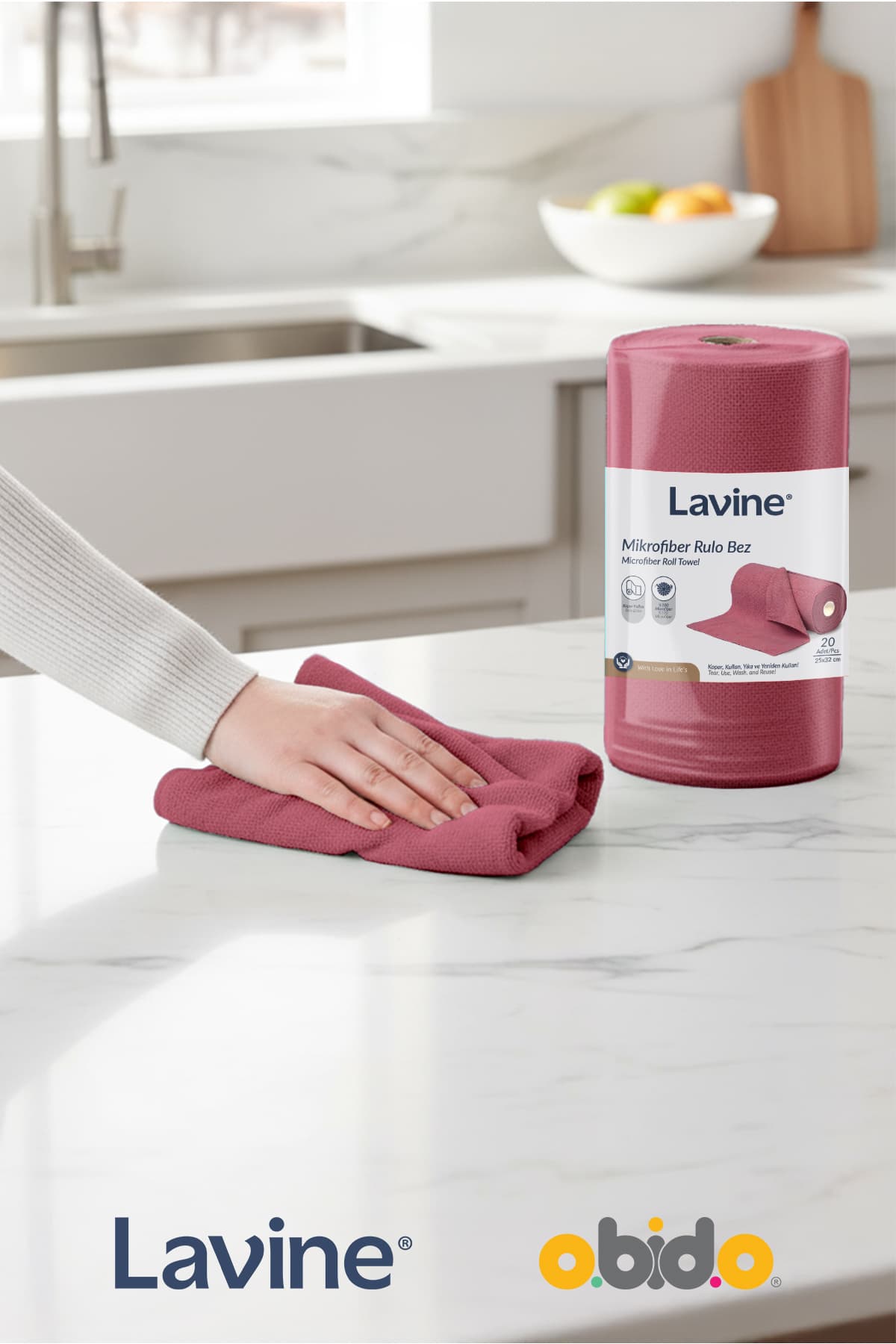 دستمال تمیزکننده میکروفیب obido Lavine رولی ۲۰ عددی صورتی 25x32 دستمال تمیزکننده میکروفیب obido Lavine رولی ۲۰ عددی صورتی 25x32