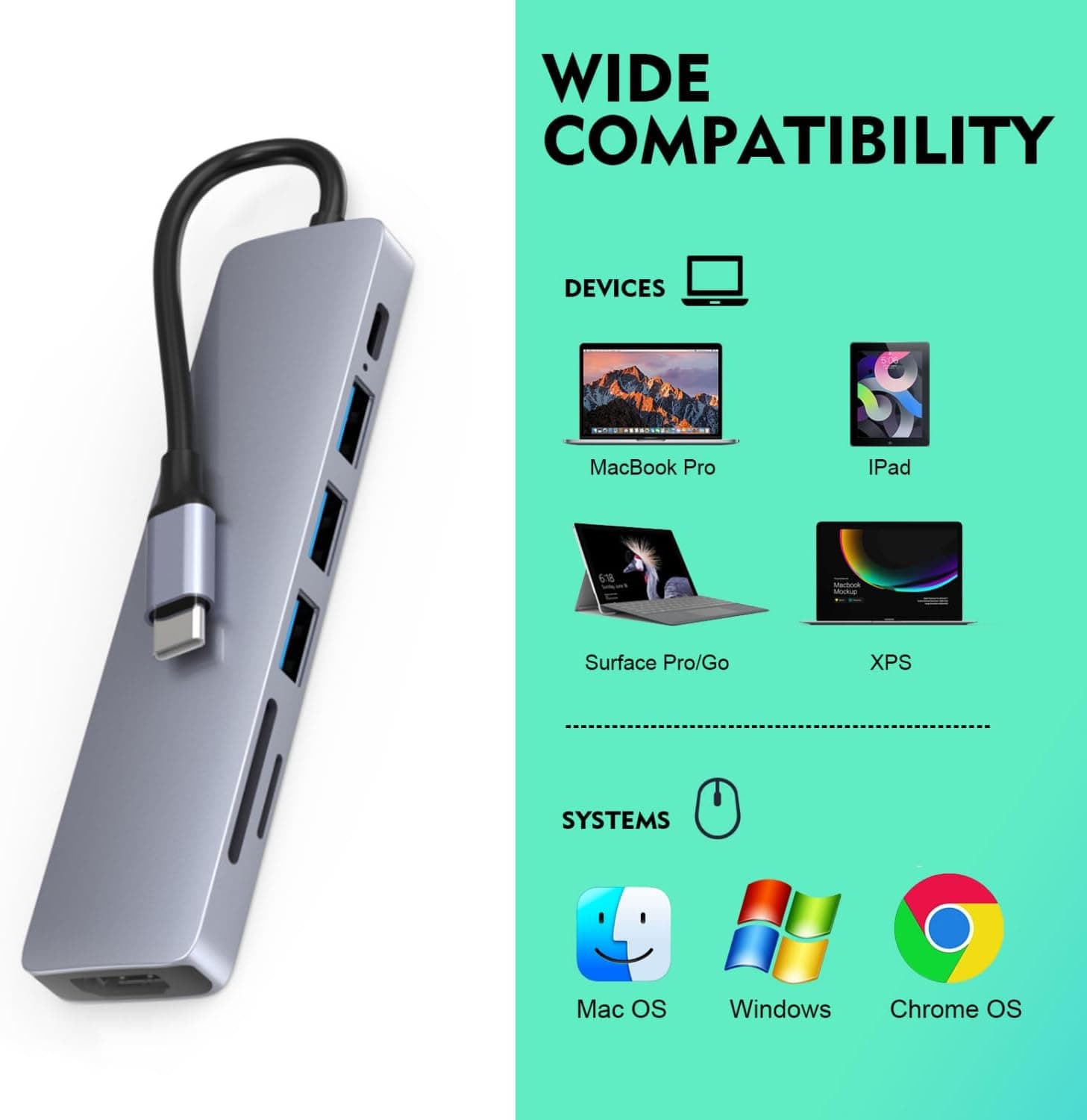 هاب USB-C SKY-TOUCH ۷ در ۱ با HDMI 4K و کارتخوان SD هاب USB-C SKY-TOUCH ۷ در ۱ با HDMI 4K و کارتخوان SD