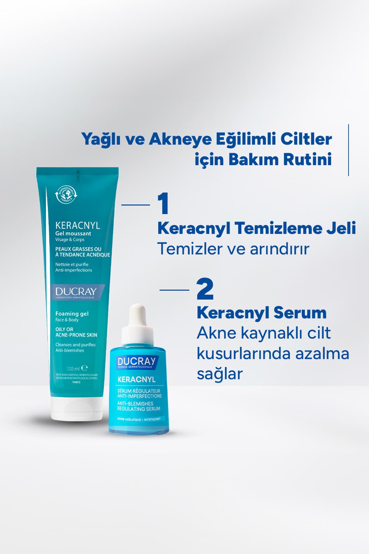 ژل شستشوی صورت Ducray Keracnyl پاککننده برای پوست چرب و مستعد آکنه 100 ml ژل شستشوی صورت Ducray Keracnyl پاککننده برای پوست چرب و مستعد آکنه 100 ml